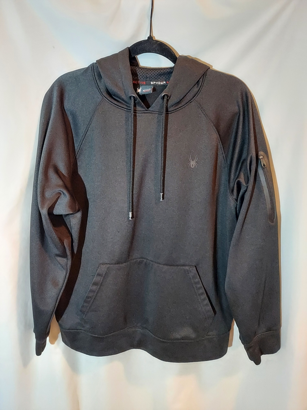 Spyder Active Men’s Poly Tech Fleece Pullover Hoodie – Black